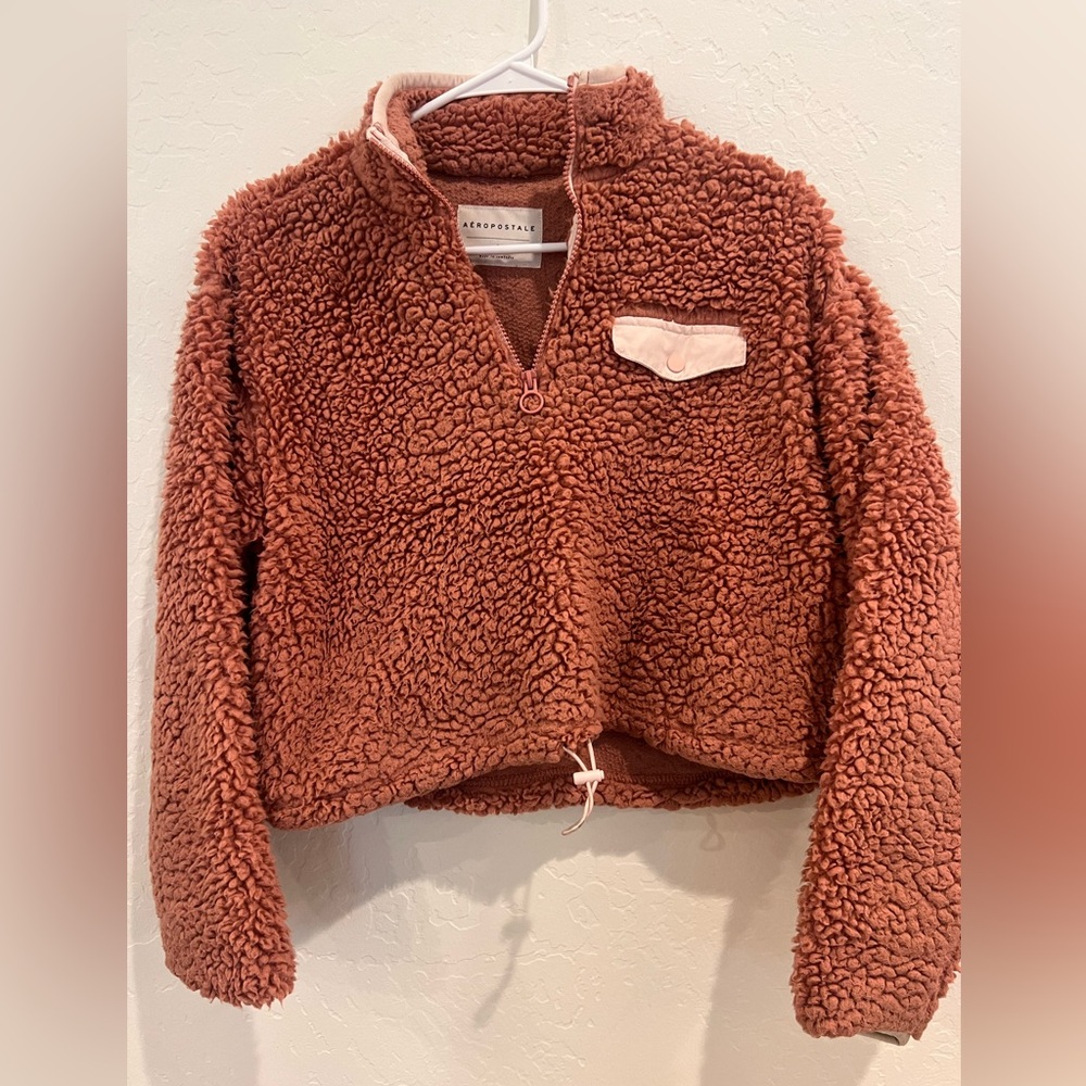 Worn once! Aeropostale fleece cropped jacket/sweatshirt size S